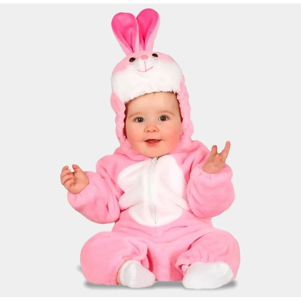 Spooktacular Creations Pink Rabbit Bunny Plush Hooded Onesie‎ Costume Size 90